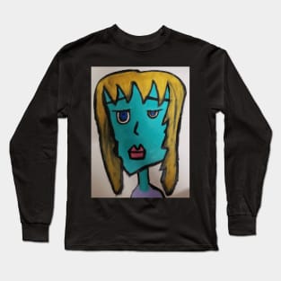 Blonde Blue Face Long Sleeve T-Shirt